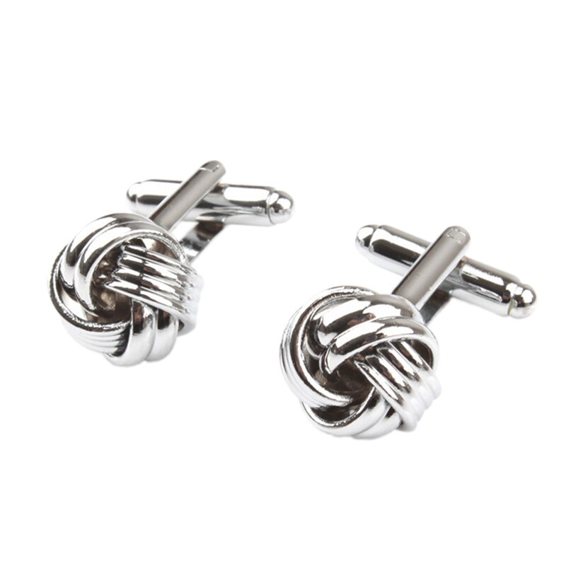 Herren Edelstahl Hemd Manschettenknöpfe Französisch Runde Knoten Manschetten Anzug Zubehör Hochzeit Schmuck 1 paar: silber-