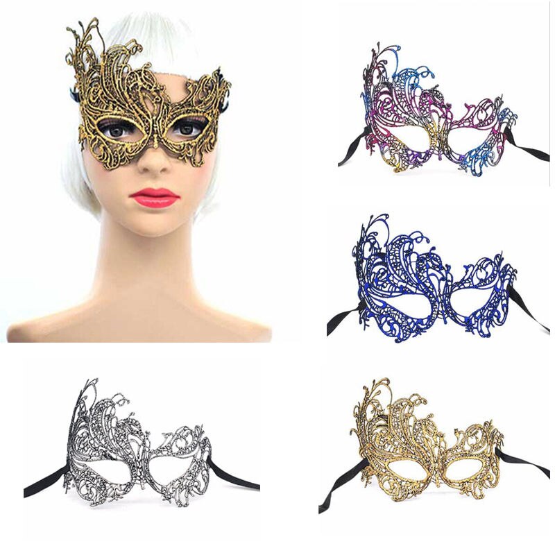 Colorful Lace Hallow Out Mask Masquerade Eye Face Eyemask Women Event Halloween Party Favors Upper Half Face Bronzing Mask