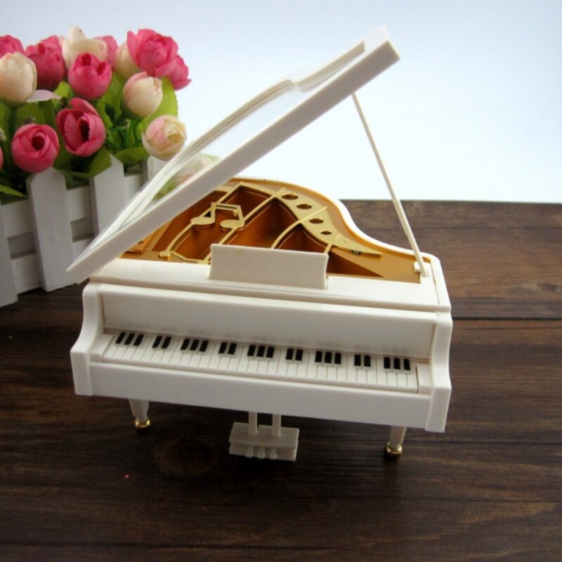 Music Box Boutique with Dancing Girl Classical Day White Gold Piano Song home ornaments or birthday