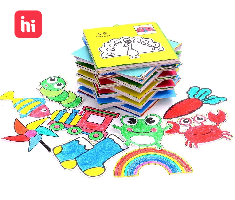 96Pcs/48Pcs Kids Cartoon Color Paper Folding and Cutting Toys Child Kingergarden Art Craft DIY Educational Toy GYH