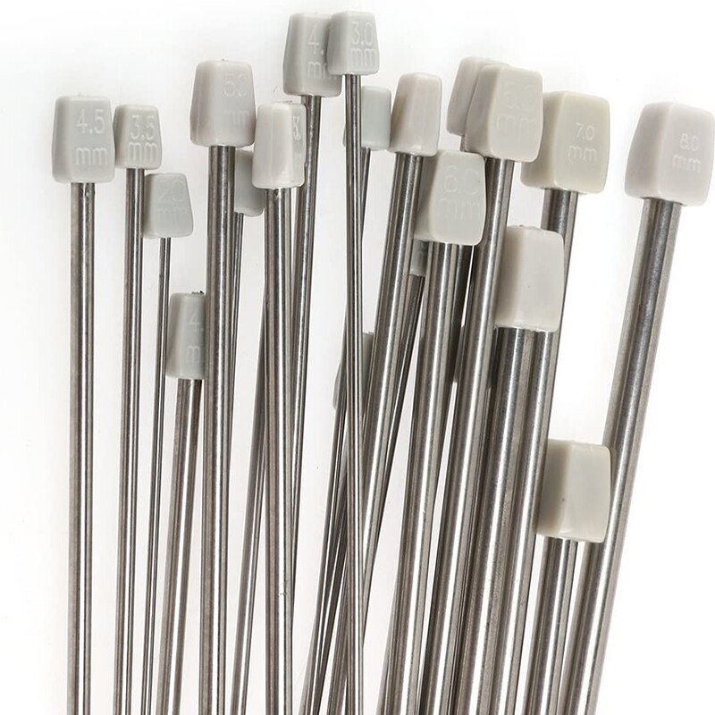 Práctico juego de agujas de tejer de acero inoxidable de 35cm, herramienta de ganchillo de una sola punta, agujas de tejer para manualidades, 2,0mm-8,0mm