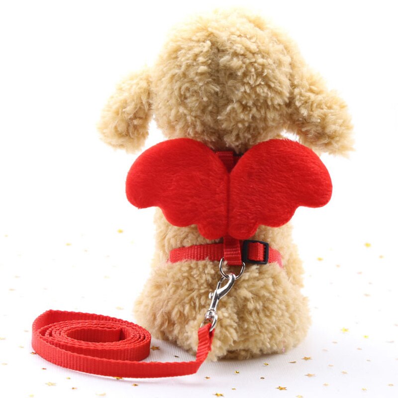 Squinans engelenvleugels konijn hamster tuigje wandellijn set verstelbare kleine huisdier borstband nylon konijn tractie lijn