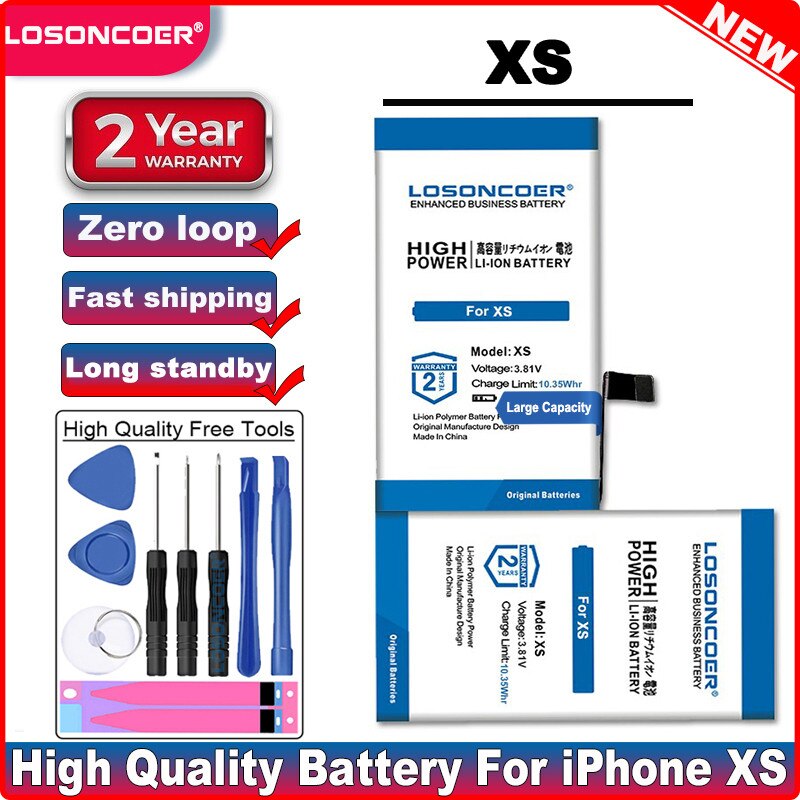 4500mAh per Apple iPhone 6S batteria 5 5s 5C 6 / 6S Plus 7 7 Plus 8 X /XS / XS Max / XR / 11 batteria strumenti gratuiti adesivi: For iphone XS