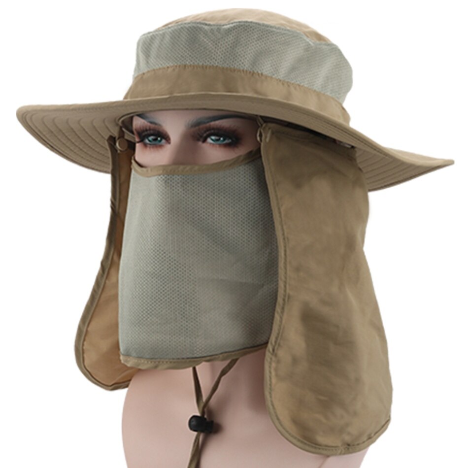 Outdoor Zon Bescherming Camping Vissen Hoed Brede Rand Zon Cap met Verwisselbare Nek Gezicht Flap Cover Cap voor Mannen en vrouwen