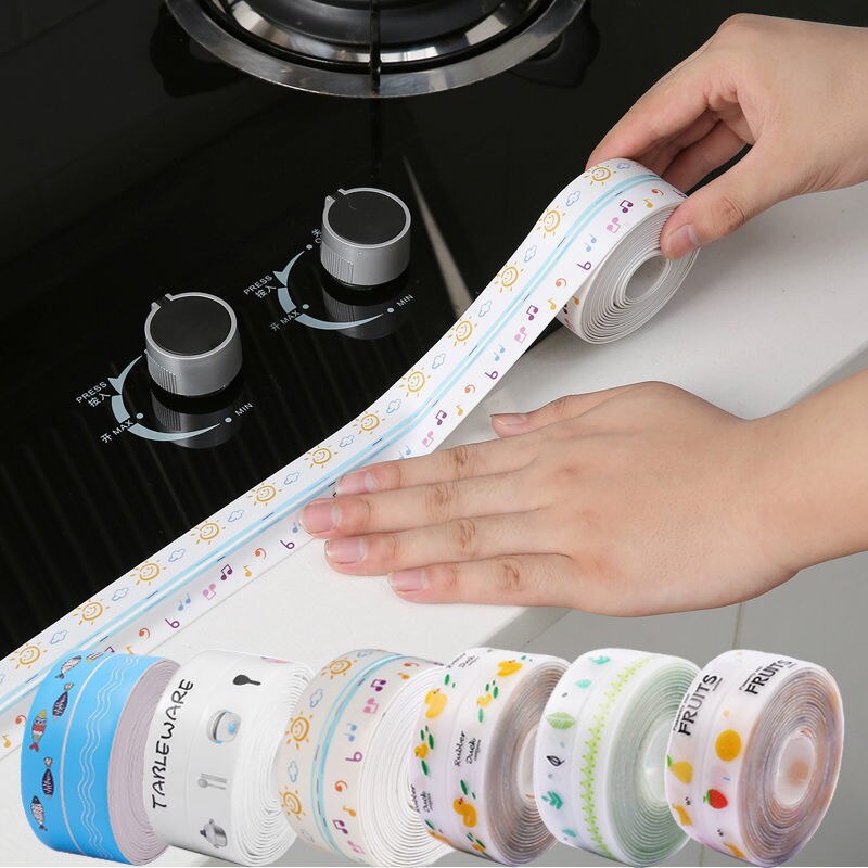 Waterproof Strip Sink Sticker Gap Fissure Sealant Happy Day Mildewproof Tape:  Transparent  Upgrade Acrylic Glue 3cm   3 M