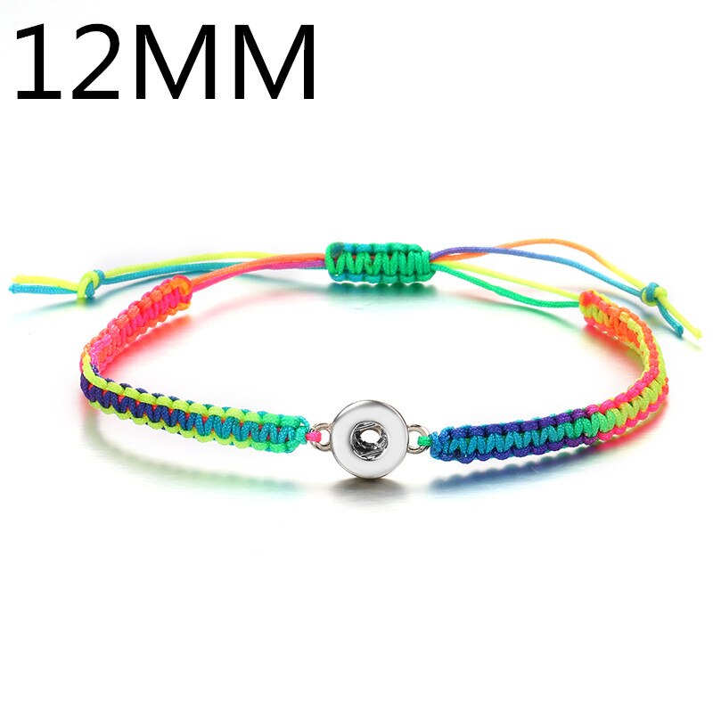 SE0185 Beauty Gradient color Rope adjustable snap bracelet fit 12mm/18mm snap buttons: 12mm