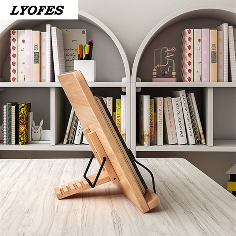 Mesa de lectura ajustable para el hogar, soporte de libros para sala de estudio, liofes, soporte de libros de cocina, páginas, sujetalibros fijo de cocina, estante de madera