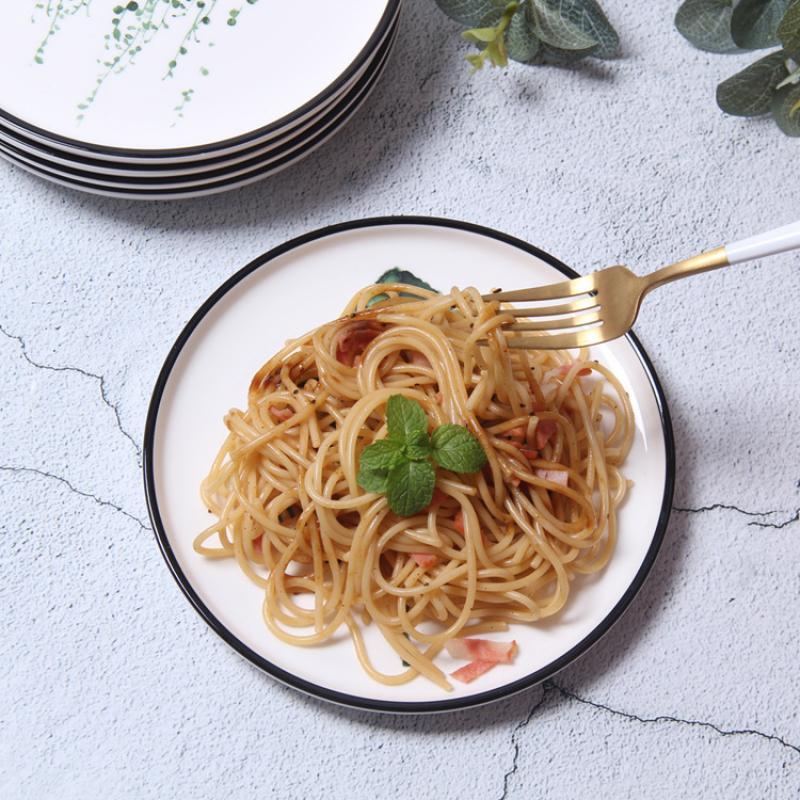 Green Plant Ceramic Plate Nordic Minimalist Plant Pattern Dish Dessert Plate Kitchen Tableware Household Items