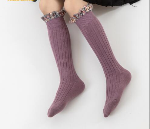 0-8 Jaar Lente Zoete Meisje Tube Sokken Kleine Bloem Kant Baby Sokken Mode All-Match prinses Sokken: e / 5-8 year