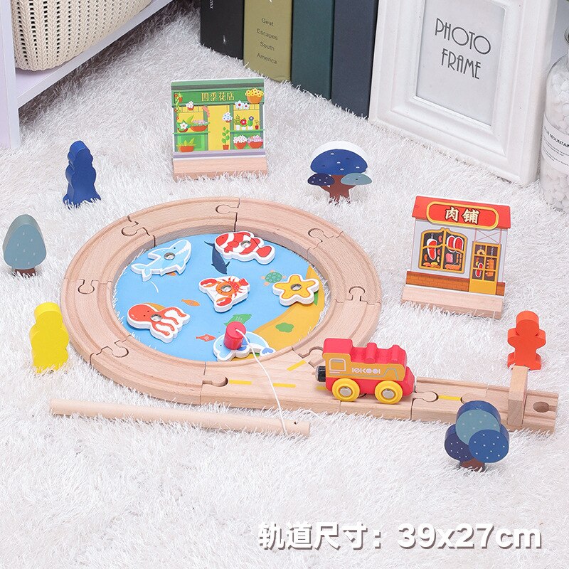 DIY Wooden Track Train with Scene Vocal Track Building Blocks Car Train Railway Track Set Educational Toys Children&#39;s: 10