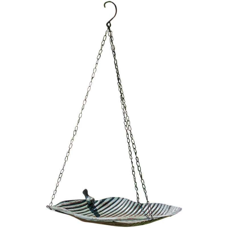 Fer forgé rétro suspendu oiseau feuille plateau étagère fleur support suspendu panier tenture murale stockage mangeoire pour oiseaux