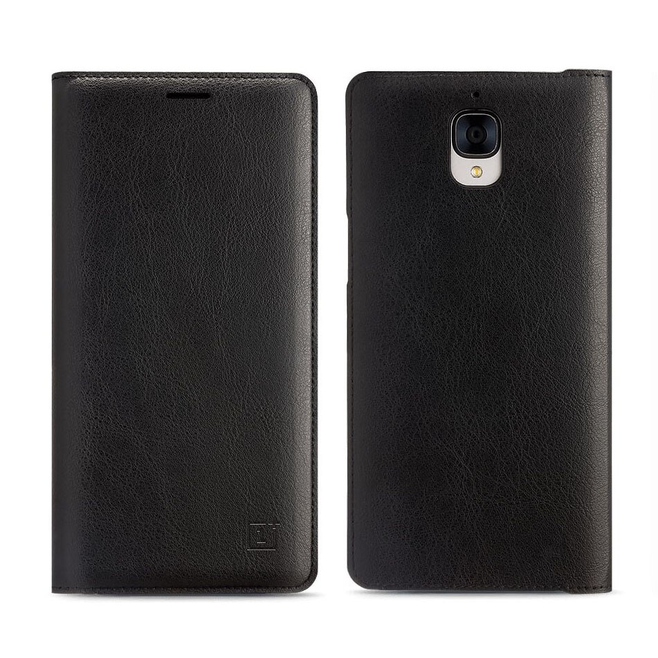 Para ONEPLUS 3 3T Funda de cuero de PU de lujo de la mejor para OnePlus3 3T activación inteligente UP/Sleep + Protector de pantalla OP01: Black