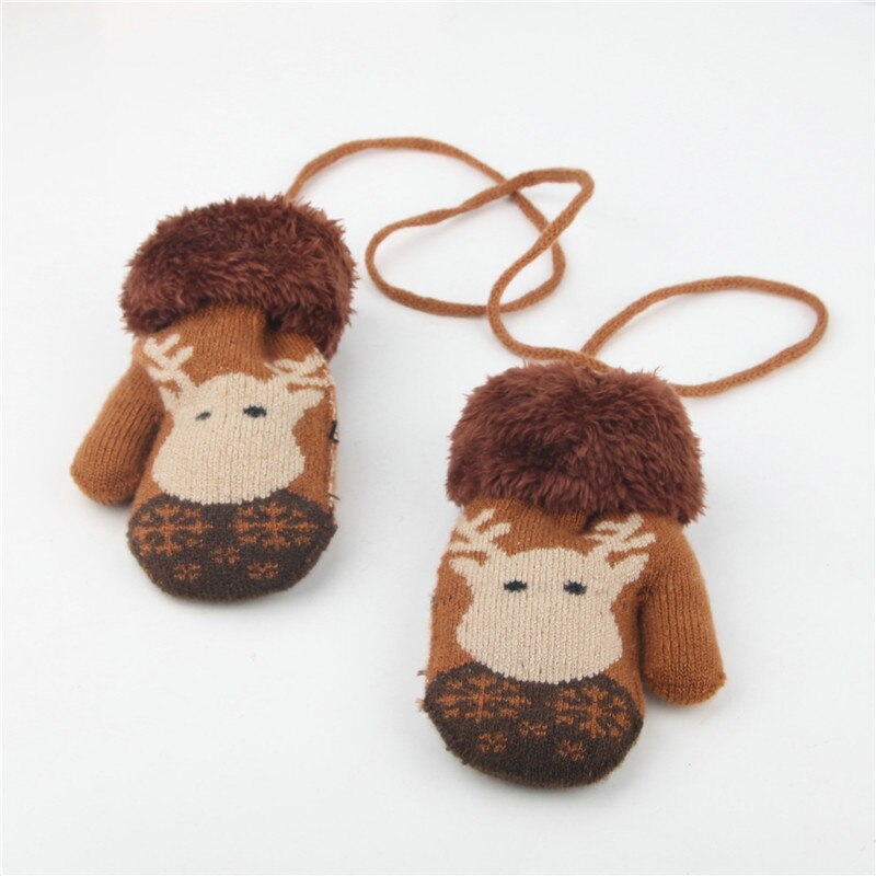 2-6T guanti per bambini caldi spessi più velluto bambini ragazze ragazzi guanti a maglia inverno bambini bambino corda guanto regalo di natale: G