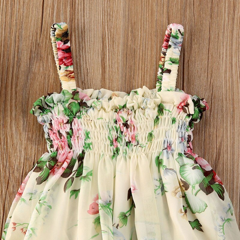 0-24m babymeisjesjurkjes in 4 kleuren, zomerbloemenprint, ruches, mouwloos mini-jurkje, zomerjurkje
