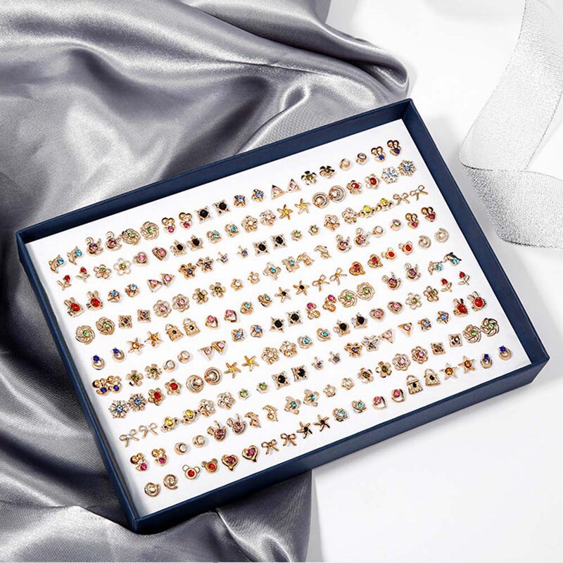 100 Pairs/Set Random Plant Fruit Animal Stud Earrings For Women Girls Kids Jewelry Cute Bear Polymer Clay Earring Set Mix