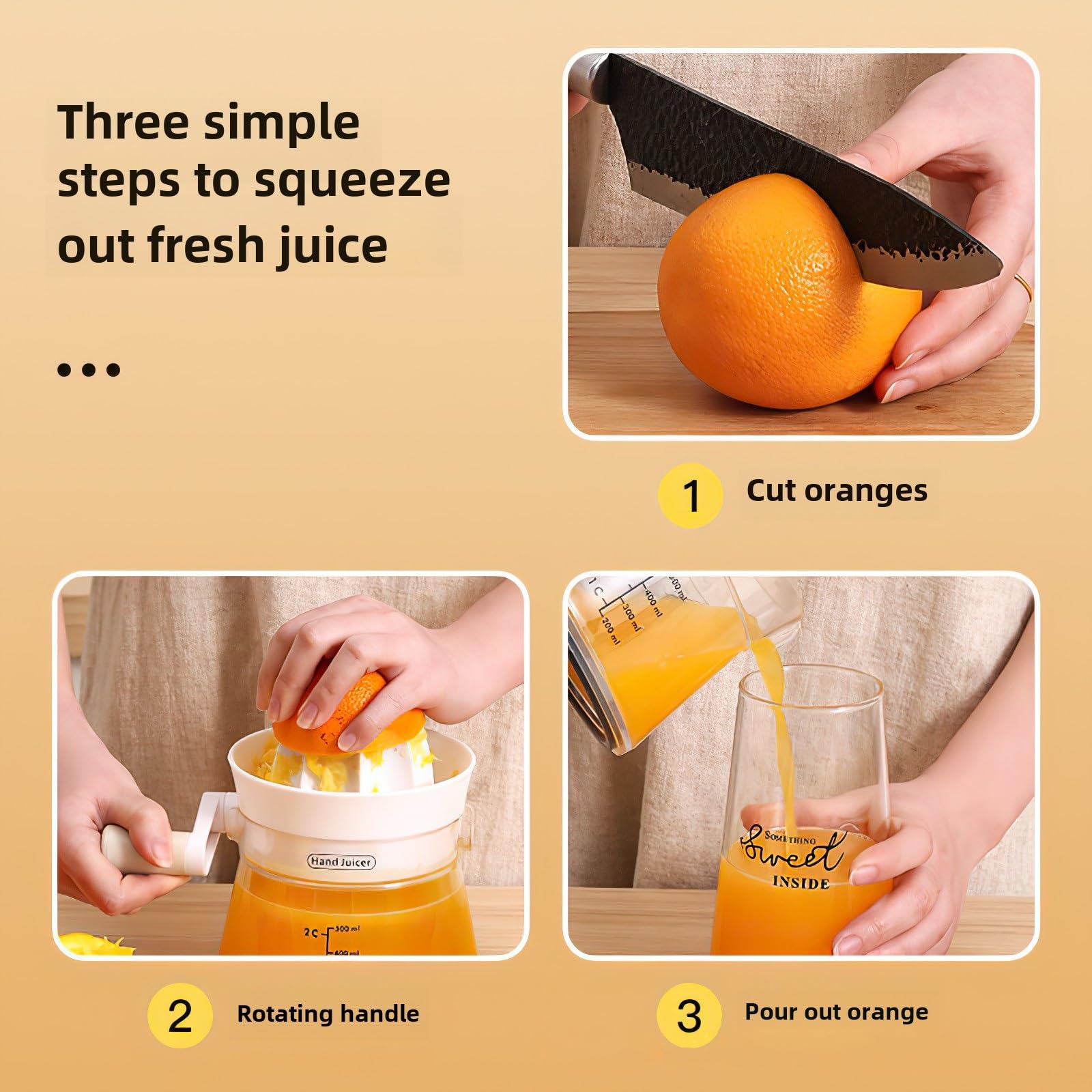 Manual Citrus Juicer Lemon Squeezer with Capacity Marking Max Extraction For Juice Squeezer Easy to Use and Clean Kitchen Tools