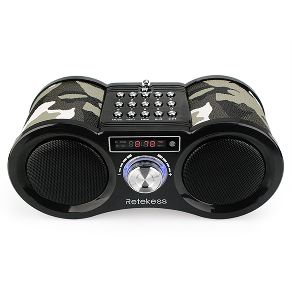 RETEKESS-receptor de Transistor portátil V113, Radio FM estéreo Digital, altavoz de Supergraves Dual de 1,6 W, reproductor de tarjeta TF con disco USB