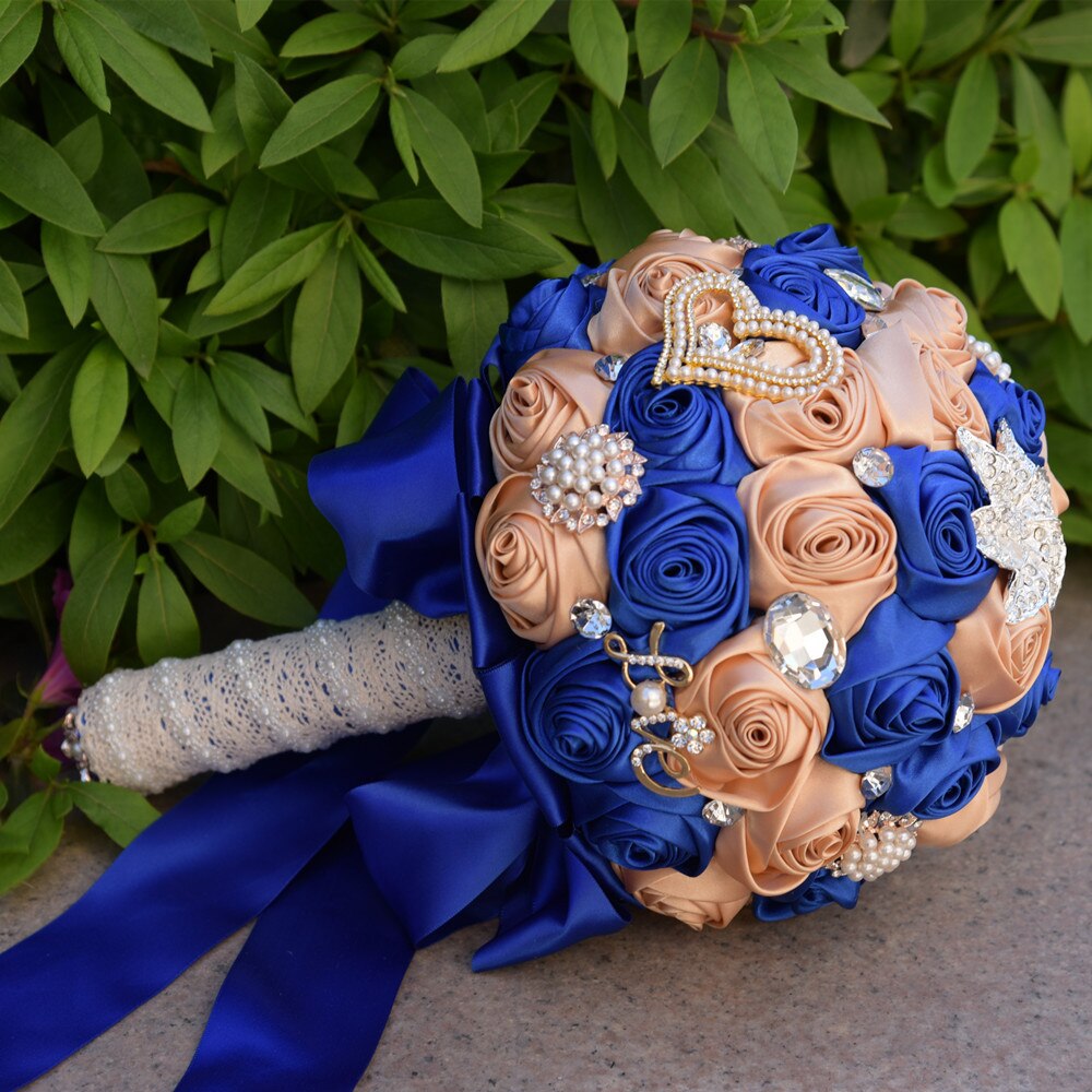 8 Colors Gorgeous Wedding Flowers Bridal Bouquets Artificial Wedding Bouquet Crystal Sparkle With Pearls buque de noiva: 18cm 5