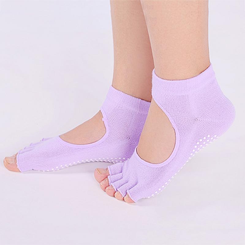 Open Teen Terug Professionele Yoga Sokken Ademend Antislip Zweet-Absorberende Vijf Tenen Korte Sokken Met Een Gat voor Dames