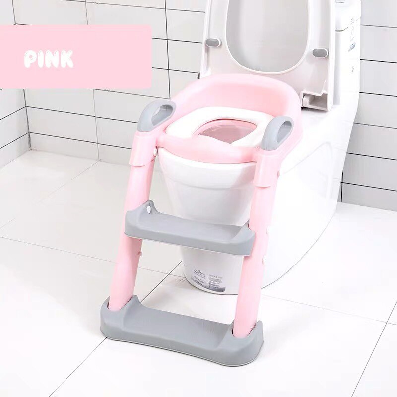 Vouwen Baby Potty Seat Urinoir Rugleuning Training Stoel Met Stap Kruk Ladder Voor Baby Peuters Veilig Wc Potties: Roze