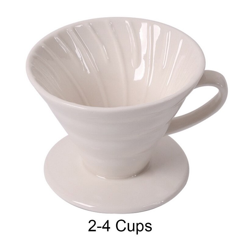 Taza de filtro de goteo de café reutilizable de cerámica, goteador de café de estilo V60 resistente al calor, soporte individual de 1/4 tazas para cafetera #25: White-4