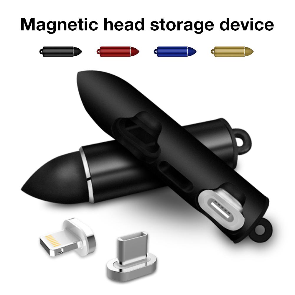 Magnetische Kop Opslag Kogel Draagbare Adapter Metalen Opslag Container voor iPhone Lightening Micro USB Type C Lader Connector