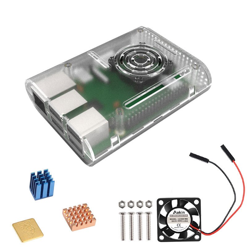Aokin raspberry  pi 4 fodral, raspberry  pi 3 b plus fodral som är kompatibelt med raspberry  pi 2b, pi 3b: Pi3 genomskinliga kit 2