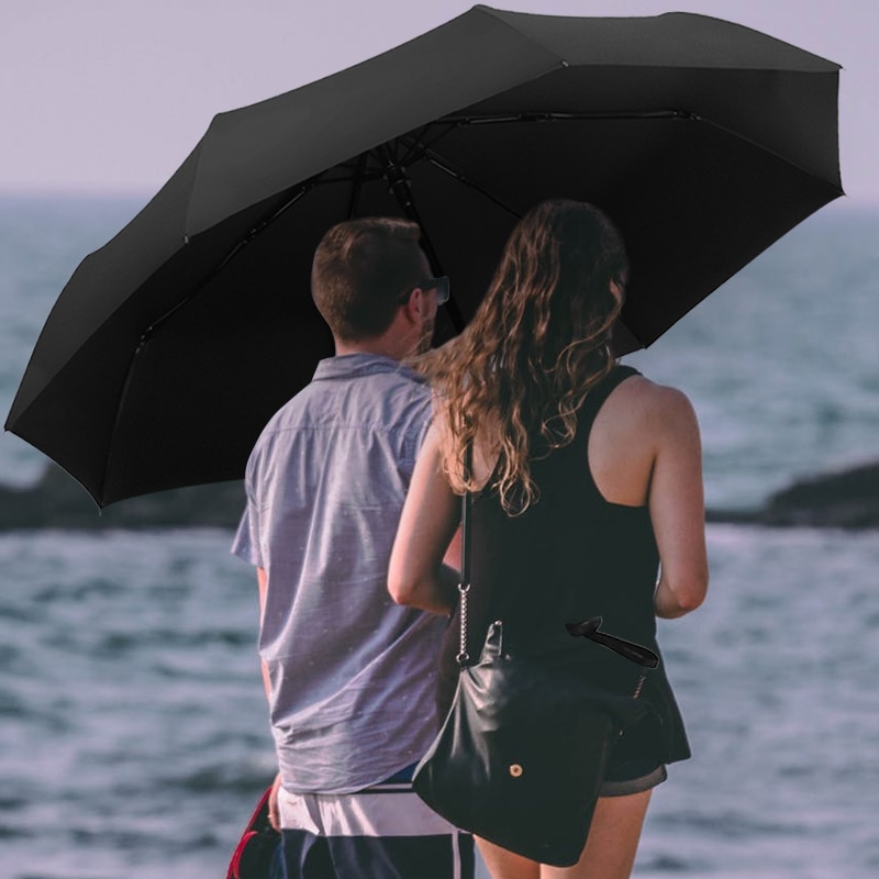 TEASTAR 60 Inch Large Golf Umbrella - Automatic Open Windproof Umbrella Waterproof Sun Rain Protection Stick Umbrellas Teflon Rain Repellant Black