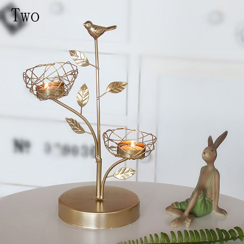 Nordic wrought iron golden bird aroma candle holder decoration romantic table tabletop decoration small furnishings 1PCS: Two  1pcs