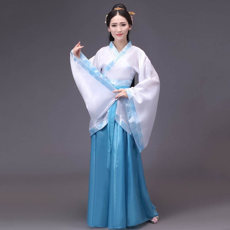 4 farbe Traditionelle Chinesische Kleidung Alte tanzen Kostüm Hanfu für Frauen Festival Outfit Frau Leistung Kostümich Kleid: Blau / M(Höhe 160-168CM)