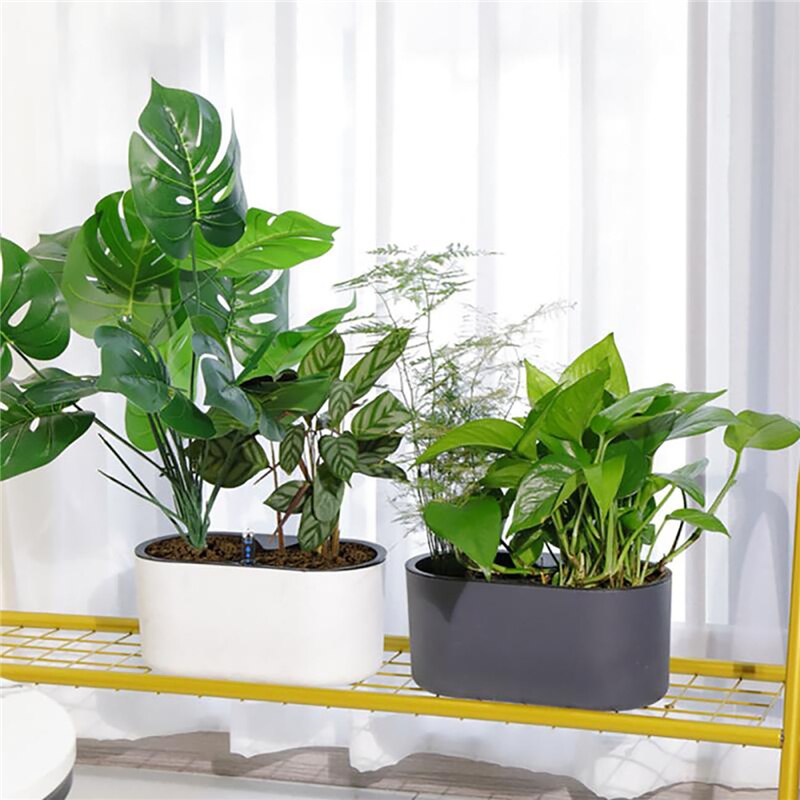 Self Watering Plant Flower Pot with Water Level Indicator Floor Desk Planter Balcony Office Planting Pot Gardening Supplies