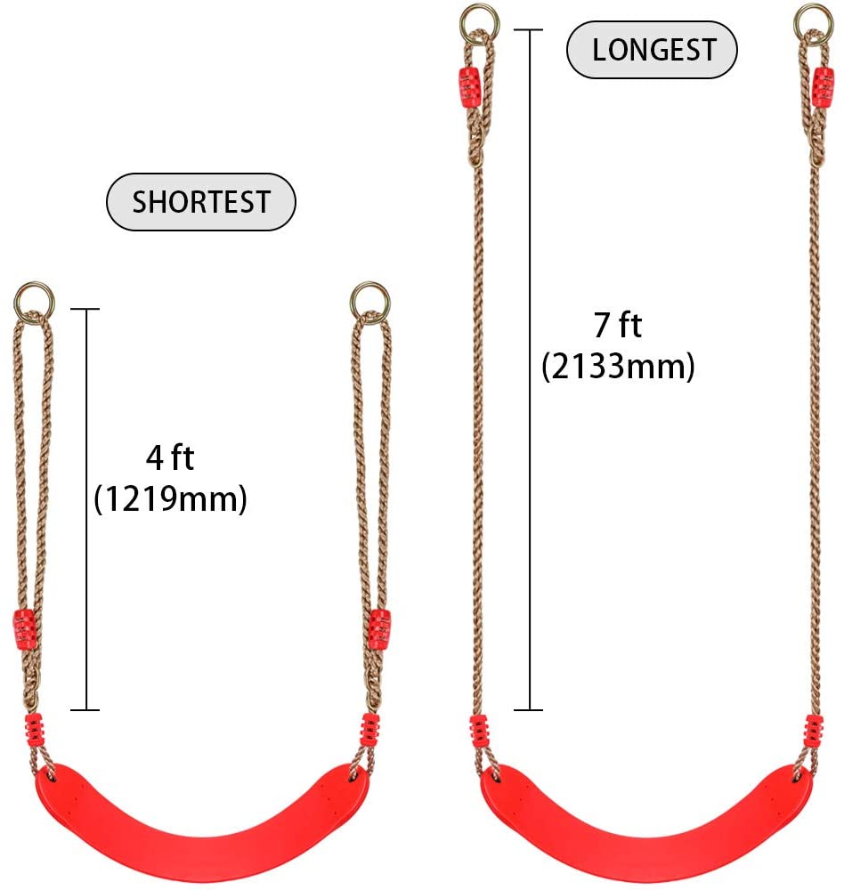 Heavy Duty Indoor Outdoor Swing Seat Chair with Adjustable Long Ropes and Snap Hooks