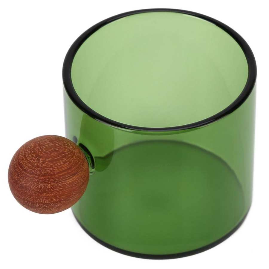 120ml Glass Coffee Cup Clear Heatproof Glass Coffee Mug with Wooden Ball Handle for Office Bar Party Coffee Cup