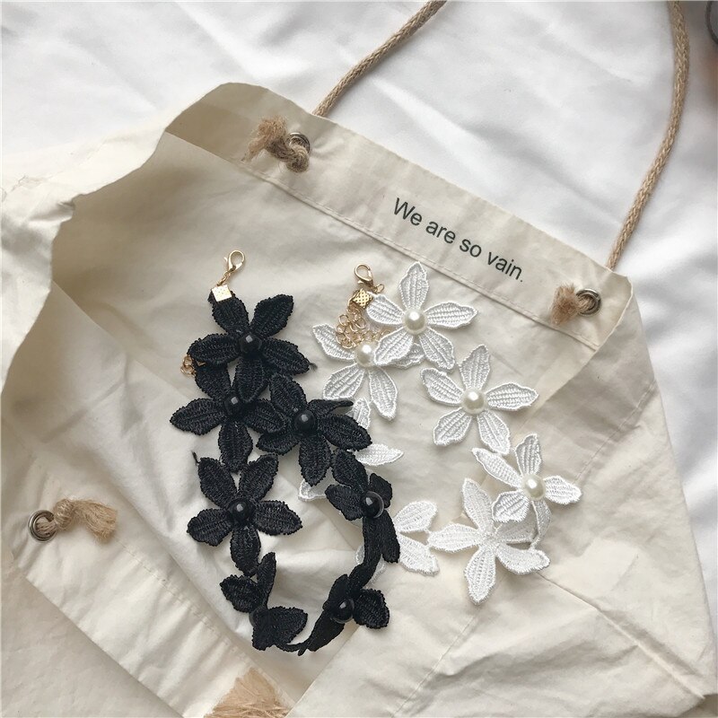 Kpop Weiß Halsband Kragen Halsketten Frauen Blume Halsketten Spitze Collier Schmuckstück Boho Ästhetischen Schmuck