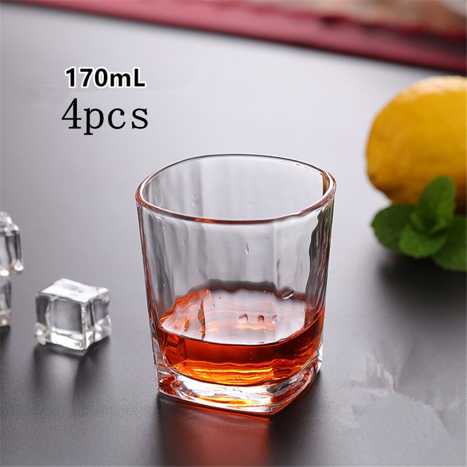 4pcs Transparent Crystal Glass Cup for Whiskey Wine Vodka Bar Club Spirits Wine Glass Cup Beer Wine Glass Brandy Cup: A04