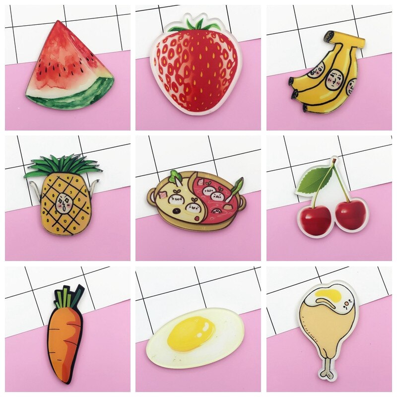 Cartoon Snack Broche Pot Aardbei Watermeloen Cherry Banaan Gestoomde Gevuld Wortel Fruit Broche Kinderen Accessoires