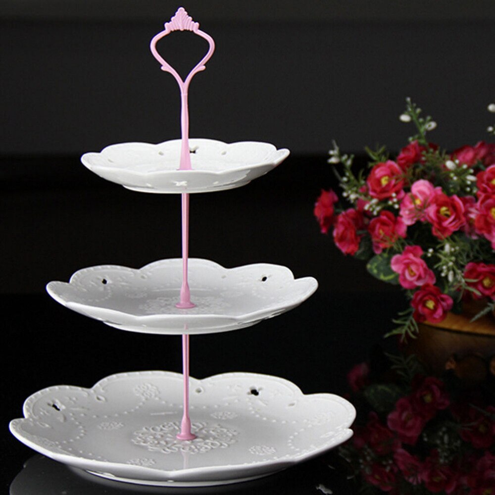2/3 Layers Crown Cake Plate Stand Desserts Pastry Rack Handle Fitting Party Wedding Party Silver Gold 6 colors