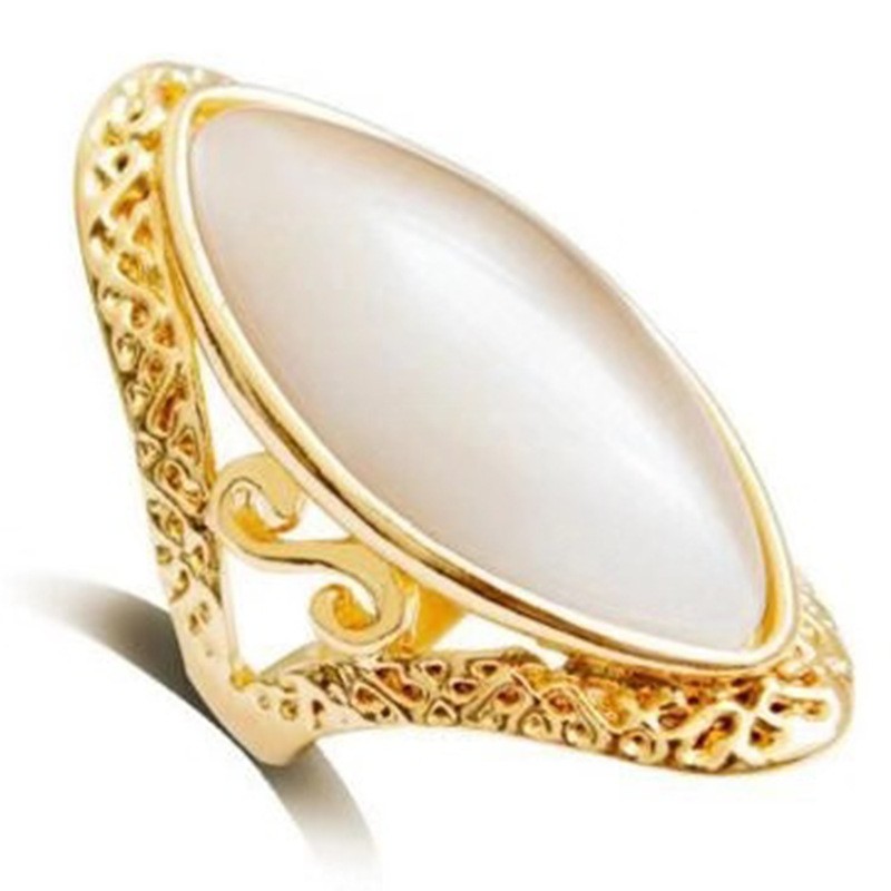 Ofertas Vintage Bohemian Style 6 Colors Oval Stone Finger Rings Jewelry for Women Engagement Wedding Bridal Size 6 -11: 8 / PEACOCK BLUE