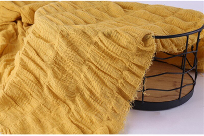 Halve Meter Zachte Rimpel Jacquard 100% Katoen Stof Voor Jurk Gallus Pyjama Meisje Kledingstuk Materiaal T1628: yellow