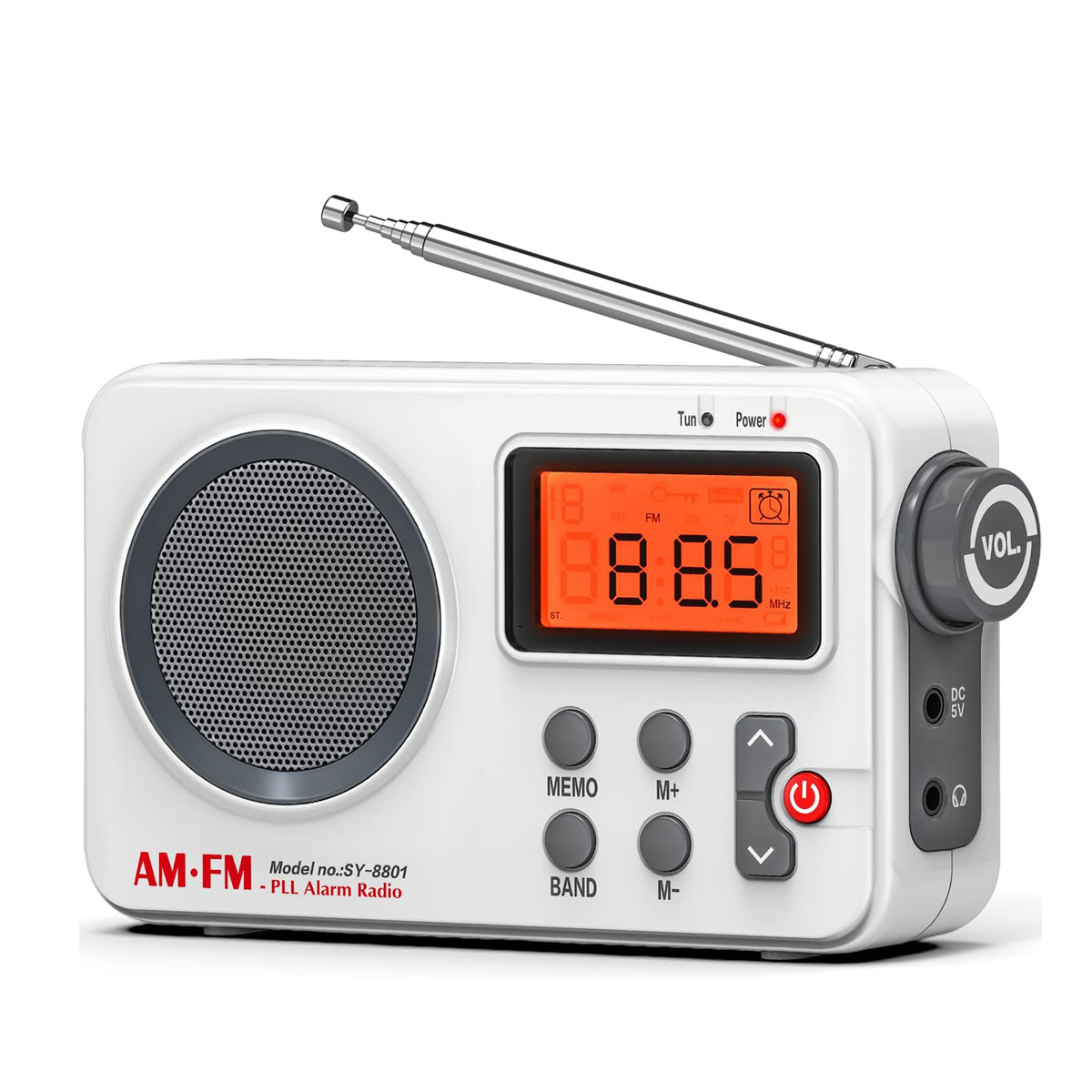 Radio portátil AM FM con conector para auriculares de 3,5 MM, receptor de Audio, señal estable, antena estirable, alimentada por batería USB