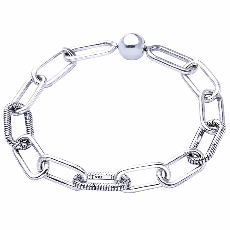 Original gros Bracelet infini moi lien serpent chaîne motif 925 Bracelet en argent Sterling Fit Europe perle breloque bijoux à bricoler soi-même