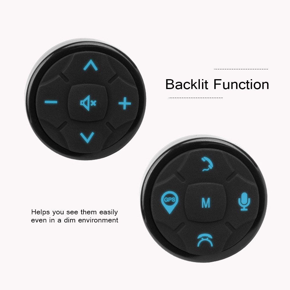 2PCS Wireless Car Steering Wheel Control 10 keys with Blue Backlight GPS Navigation Music Remote Control Buttons for DVD Player