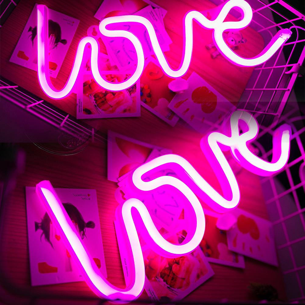 Neon Licht Romantische Roze Liefde Letters Led Verlichting Pannel Usb Opladen Thuis Decor Kamer Lamp Wedding Festival Party Neon Lamp