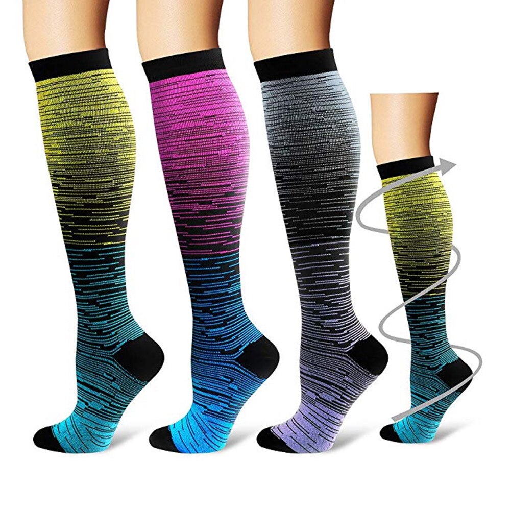 Calcetines de compresión elásticos de nailon absorbentes de sudor para deportes de adultos, cómodos y antideslizantes, color degradado, unisex, para senderismo.