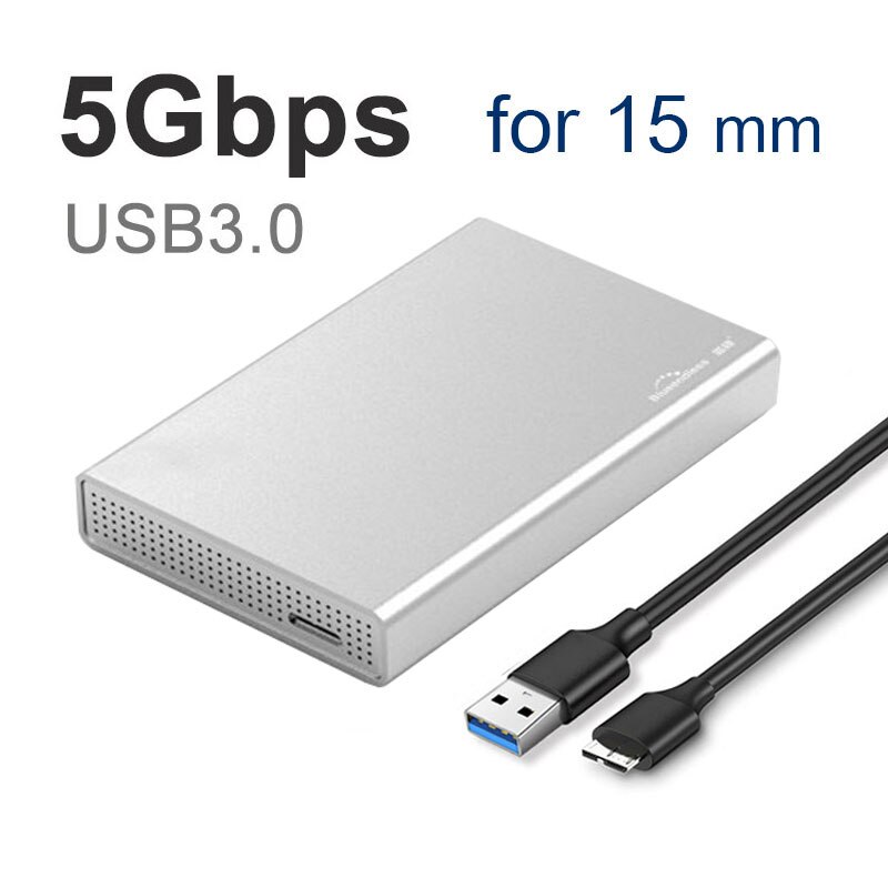 Blueendless Silver HDD Sata to USB 3.0 Hard Disk Enclosure Aluminum 2.5' Caddy Case for Desktop External Hard Drive&30: U23QB15mm