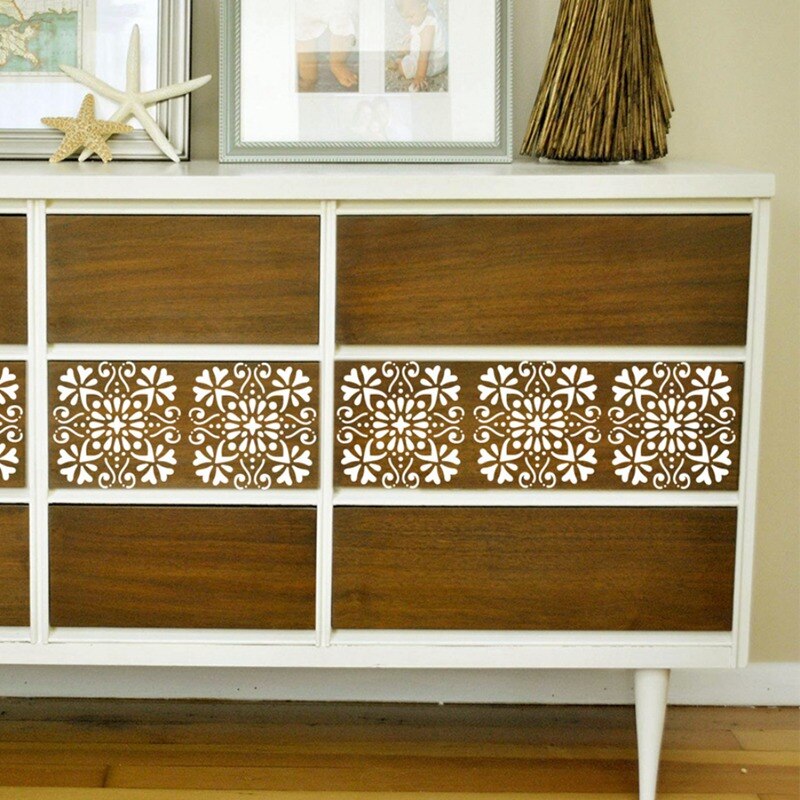 16 Stks/partij Mandala Muur Tekening Stencil Voor Schilderen Diy Hosehold Decoratie Sjabloon Fotolijst Stencils 15x15cm