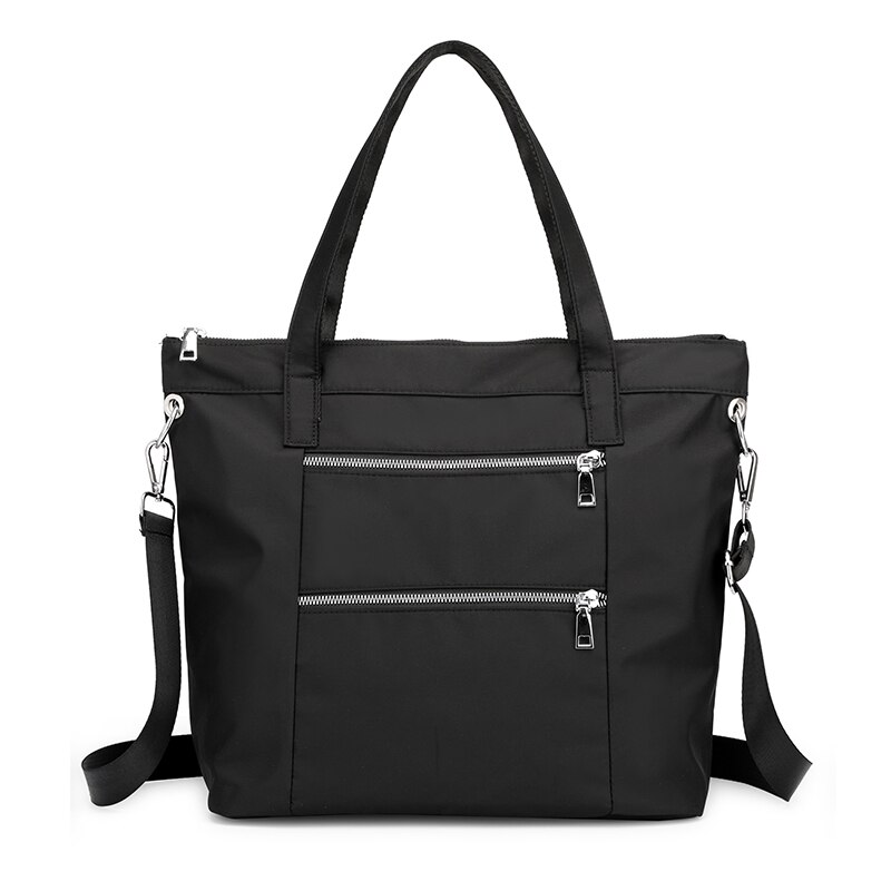 Wasserdichte Frauen Handtaschen Casual Große Schulter Taschen Nylon Große Kapazität Tote Luxus Top-griff taschen: Black