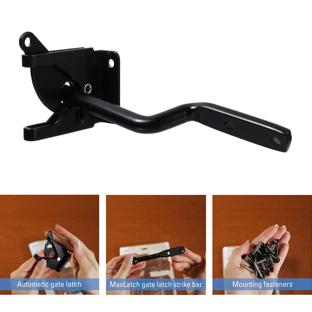 1 Set Gravity Lever Fence Lock Iron Bolt Lock Wood Fence Gate Lock with Fastener