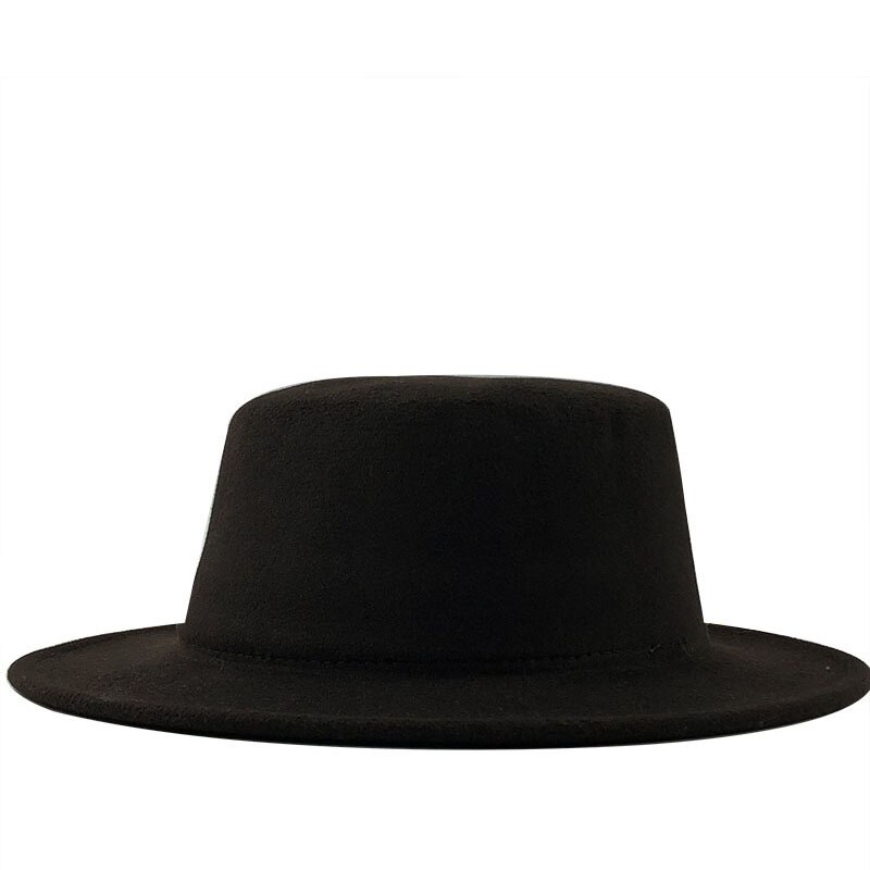 Vinter efterår imitation uld kvinder mænd damer fedoras top jazz hat european american round caps solid flade bowler hatte: 1