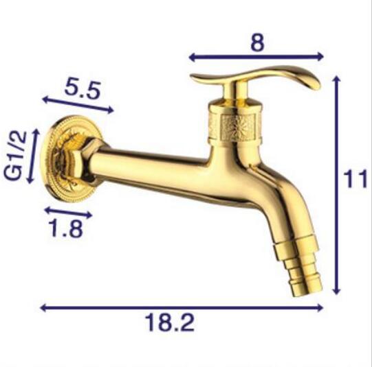 Long Gold brass decorative garden faucets single cold bibcock faucet washing machine tap outdoor faucet garden tap